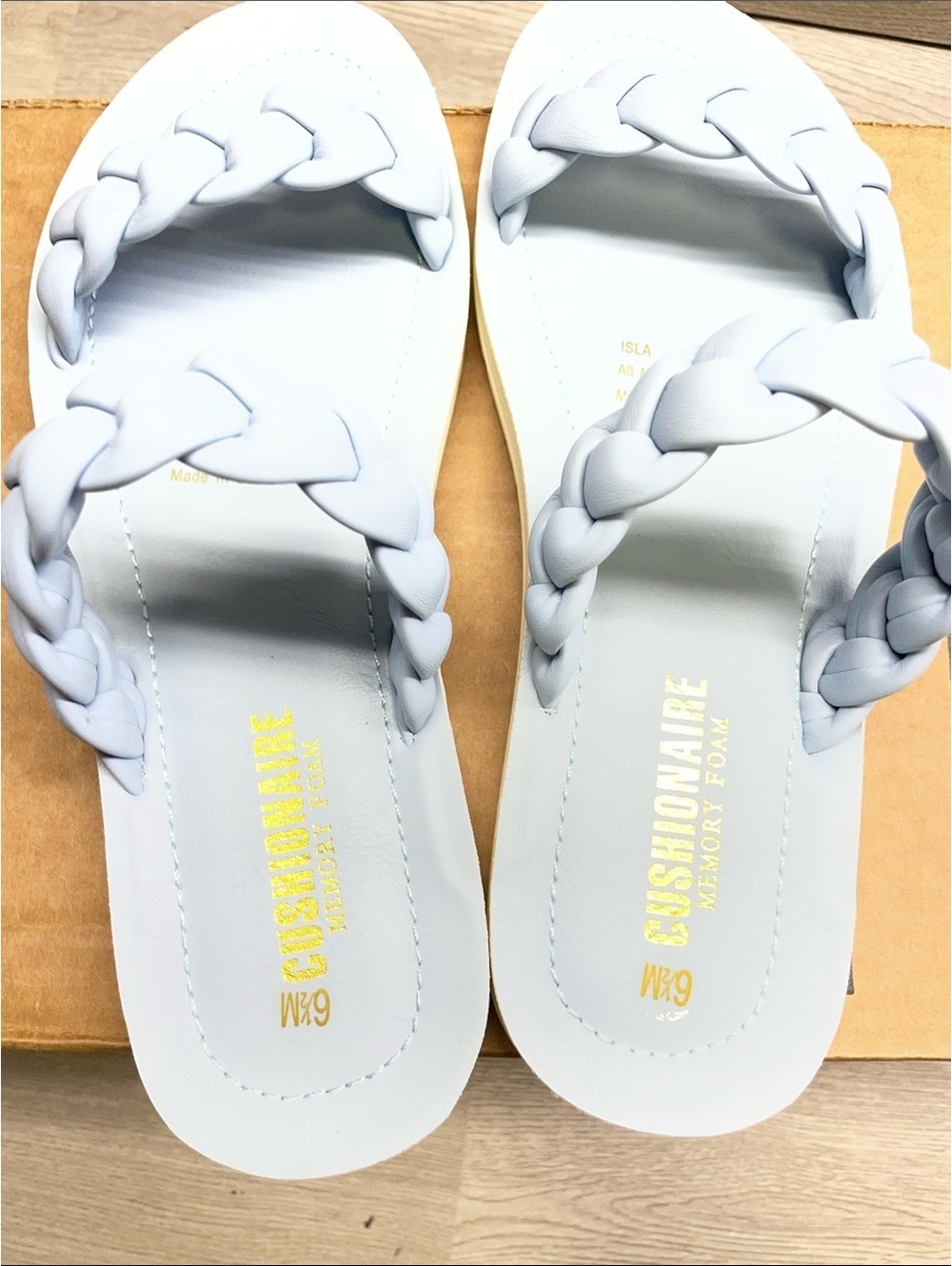 Women’s Braided Double-Strap Slide Sandals - Light Blue #848 - Picture 4 of 5